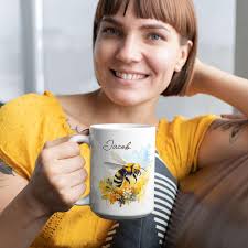 Amazon.com: Personalized Name Bee Wear Helmet Coffee Mug, Bee White Cup,  Custom Watercolor Bee Accent Mug 11oz 15oz, Novelty Animal Themed Birthday  ...