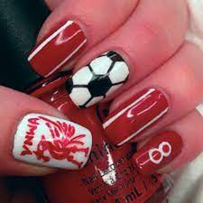 Liverpool Inspired Nails I Used Chine Glaze Orly And Seche Vite I Also Freehanded The Liver Bird And Ynwa On My Thumb Nails Nail Art Nail Designs