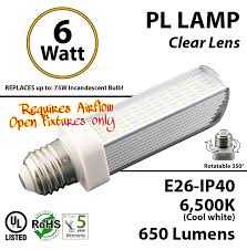 Philips led b35 40w b22 bulb warm white frosted 6pk. 6w Pl Led Bulb Lamp 6500k E26 Ul Direct Line Remove Ballast Ledradiant
