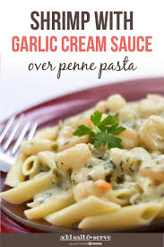 Shrimp With Garlic Cream Sauce Add Salt Serve Recipe Garlic Cream Sauce Easy Pasta Recipes Stuffed Peppers