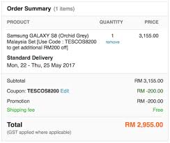 Go to the 'home' page and then select the 'free shipping' icon. Tesco Samsung Galaxy S8 Malaysia Set Rm2 955 Save Rm344 Using Lazada Voucher Code Harga Runtuh Harga Runtuh Durian Runtuh