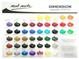 Colour Chart For Mont Marte Dimension Acrylic Paint