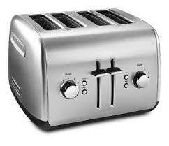 Acier Inoxydable Brosse Grille Pain De 4 Tranches Avec Levier De Remontee Haute Manuel Kmt4115sx Kitchenaid