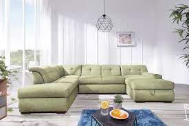 Le canapé d'angle est particulièrement apprécié dans le salon. Canape D Angle Gauche Convertible Vert Genova Coffre