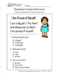 Kindergarten Reading Comprehension I Am Proud Of Myself Girl Reading Comprehension Kindergarten Kindergarten Reading Kindergarten Reading Worksheets