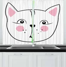 Add the two symmetrical sides of the face. East Urban Home 2 Piece Cat Outline Drawing Of A Shocked Cat Portrait Drawn By Hand Kitchen Curtain Set Wayfair