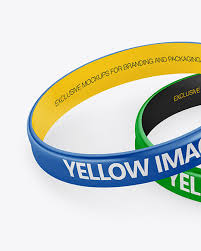 Download Two Glossy Silicone Wristbands Mockup In Stationery Mockups On Yellow Images Object Mockups