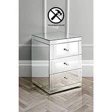 Shop the latest glass mirror cabinet deals on aliexpress. Homezone Luxurious Mirrored Glass Bedside Tables Bedside Cabinets With Glass Handles And Lined Drawers Toughened Tapered Glass Bedroom Furniture 1 3 Drawer Tapered Glass Bedside Table Buy Online In Qatar At Qatar Desertcart Com