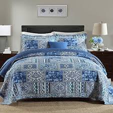 Newlake Cotton Bedspread Quilt Sets Reversible Patchwork Coverlet Set Blue Classic Bohemian Pattern Queen Size Pricepulse