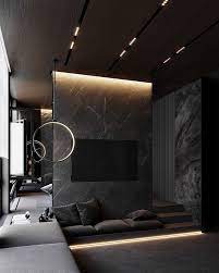 Discover these chic and minimalist kitchen design ideas for the modern home visibly interesting: Dark Grey Apartment Dezign Ark Beta Modern Luxury Bedroom Dark Interior Design Luxury Bedroom Design