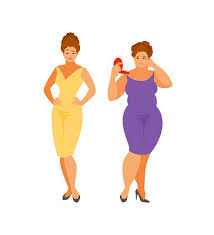 Vetores De Vetor De Mulheres Fino E Grosso E Mais Imagens De Ilustracao E Pintura Istock