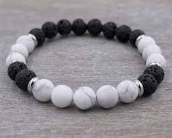 Black And White Bracelet Healing Bracelet Black And White Bracelet Howlite Bracelet Bracelets For Men Mens Beaded Bracelets White Bracelets