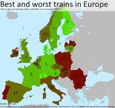 Train Services In Europe Ranked By Country Best To Worst 2017 Map European Map Geography Map