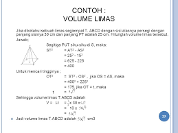 Materi matematika sd kelas 6 volume limas kerucut dan bola. Contoh Soal Limas Segitiga Kumpulan Soal Pelajaran 2