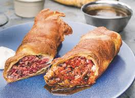 A Yorkshire Pudding Wrap Is Like A French Dip In Burrito Form Recipe Yorkshire Pudding Wrap Yorkshire Pudding French Dip
