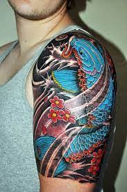According to japanese mythology, when a koi managed to swim upstream and climb a waterfall, it was transformed into a dragon. Koi Fish Tattoos For Men Half Sleeve Tattoos For Guys Koi Tattoo Design Half Sleeve Tattoo