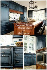 Benjamin Moore Mozart Blue With Black Glaze Done By Heidi Piron Design New Kitchen Cabinets Kitchen Design Glazed Kitchen Cabinets