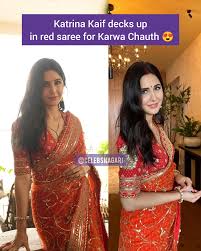 Katrina Kaif looked gorgeous in her red saree that she matched with a  rust-coloured blouse 😍 . . . . . . . . . ▶️ @celebsnagari… | Instagram
