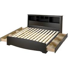 Expand the storage potential of your bedroom with the full mate's platform storage bed with. Prepac Sonoma Wooden King Bookcase Platform Storage Bed In Black Bbk 8400 K Bsh 8445 Kit