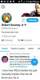 Robert Downey Jr On Twitter Famous Person