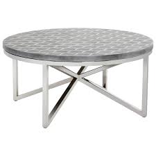 Convenience concepts royal crest 2 tier round glass coffee table, clear glass / chrome frame. Sunpan Imports Solterrra Dion Geometric Stencil Coffee Table Reid S Furniture Cocktail Coffee Tables