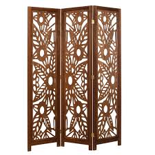 Legacy Decor Solid Wood With Decorative Floral Cutouts 3 Panel Room Divider 67 Tall Walnut Brown Color Walmart Com Folding Room Dividers Decorative Room Dividers Room Divider