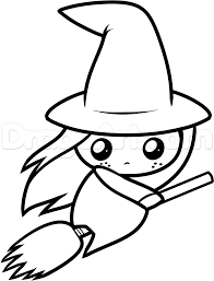 Step by step, adding simple elements, it will be possible to create, really, an intimidating character from many children's fairy tales. 30 Halloween Drawings Witches Halloween Drawings Witch Drawing Witch Painting