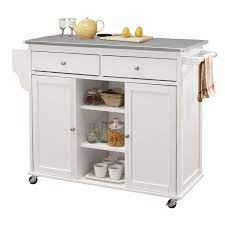 Maybe you would like to learn more about one of these? Bowery Hill Stainless Steel Top Mobile Kitchen Island In White Walmart Com Walmart Com