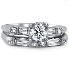 Platinum The Meredith Matched Set Antique Wedding Rings Antique Engagement Rings Sapphire Antique Ring