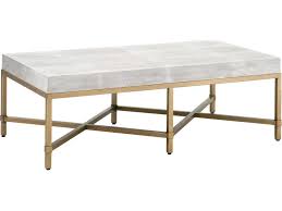 Essentials For Living Traditions White Shagreen Brushed Gold 50 Wide Rectangular Coffee Table Esl6117whtshggld White paint on metal nefe.