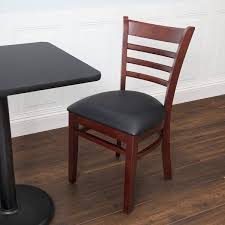 Preassembled Lancaster Table Seating Mahogany Finish Wooden Ladder Back Chair With 2 1 2 Padded Seat In 2020 Lancaster Table Table Seating Ladder Back Chairs