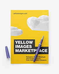 A4 Paper W Pen Mockup In Stationery Mockups On Yellow Images Object Mockups