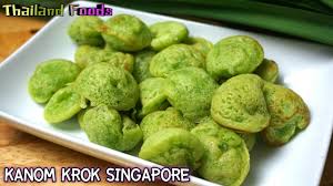 Pandan is basically a plant that's extensively used as flavouring in the south and we used pandan extract to make the pancakes, and the coconut milk to make the custard. Thai Dessert Kanom Krok Singapore Thai Pandan Pancake Youtube