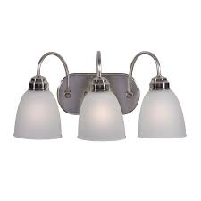 Explore our 2 light vanity lights for a simplistic design, our vanity light strips for a classic fixture choice and our unique vanity lighting options for everything in between! Project Source Wynfield 3 Light Nickel Traditional Vanity Light In The Vanity Lights Department At Lowes Com