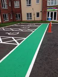 Disabled Parking Bays And Pedestrian Walkways Park Signage Pedestrian Walkway Road Markings