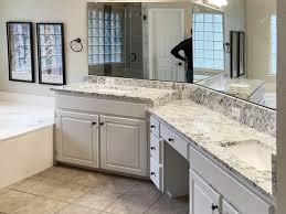 While some have small hints of a beige specks, this stone is. Gorgeous White Ice Granite Multi Level Master Bath Vanity Tops Stonetex Llc Custom Granite Countertops