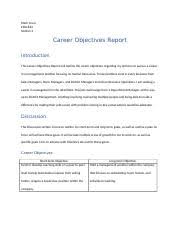 Resume objectives are often placed at the top of your resume to capture the hiring manager's attention and should make your career goals clear. Communication Career Objectives Report Docx Mark Cross Enl1823 Section 2 Career Objectives Report Introduction This Career Objectives Report Will Course Hero