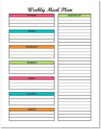 Bring this list with you when you go shopping and you will be more organized. Free Weekly Meal Planning Printable With Grocery List
