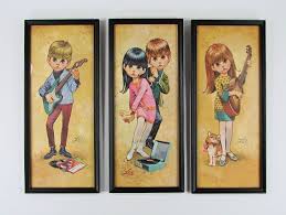 Personalized big eyes posters & prints from zazzle! Vintage Lee Big Eye Go Go Dancer Litho Prints Set Of 3 Euc Girl Boy Guitar 1960 Painting Of Girl Big Eyes Big Eyes Paintings