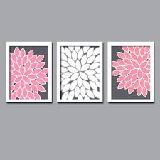Pink Gray Grey White Flower Burst Gerbera Daisies By Trmdesign With Images Pink Bathroom Floral Bedroom Pink And Gray Nursery