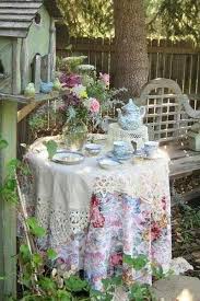 Pin By Elizabeth Myler On Outdoor Dining And Seating Vintage Tea Parties Tea Party Garden Shabby Chic Garden