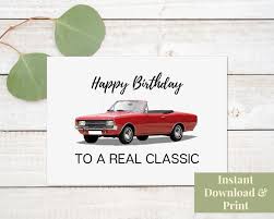 Happy Birthday Images For Him With Cars Classic Car Birthday Card Printable Printable Birthday Card Etsy In 2020 Birthday Cards For Son Birthday Card Printable Birthday Cards For Mother