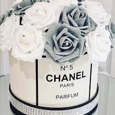 Just Stunning Grey Chanel Inspired Hatbox With Grey And White Roses 30 Plus P P Dm To Order Handmade Chanel Inspired Flowers White Roses