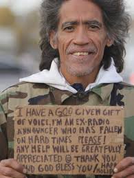 Homeless man's voice and story bring him good fortune at last