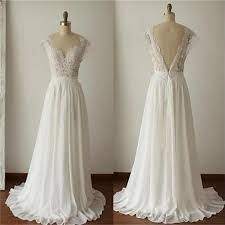 2017 Simple Long A Line V Back Lace Wedding Dresses Chiffon Wedding Party Dresses Wd0013 Wedding Dress Chiffon A Line Wedding Dress Aline Wedding Dress