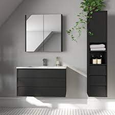 Mode Cooper Anthracite Black Furniture Package With Wall Hung Vanity Unit 800mm Furniture Packages Wall Hung Vanity Vanity Units