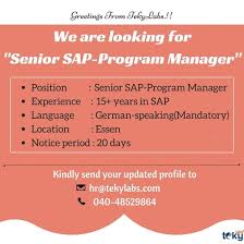 Sap Program Manager Jobs Programme Manager Management Manager Position