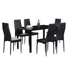 Metal dining table base, spider steel dining table base. 7 Piece Dining Table Set For 6 Chairs Clear Glass Metal Kitchen Room Breakfast Home Base Furniture
