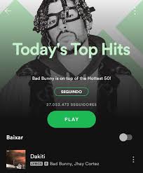 Si no nos dejamos ver. Bad Bunny Charts On Twitter Bad Bunny Is Now The Cover Of Spotify S Today S Top Hits Playlist With Dakiti At 1 And Yo Visto Asi At 14 It S The Biggest Playlist