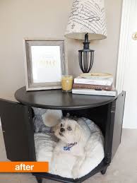 Since dogs are so social, keeping them in the house is a benefit and certainly something to consider if you get a new pet. Before After Merrill S Side Table Pet Bed Dog Bed Furniture Pet Bed Dog Bed